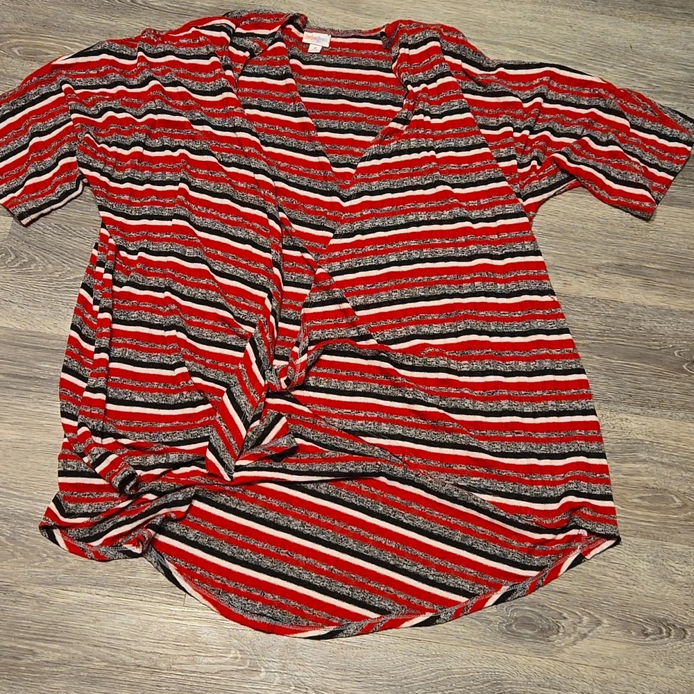 LulaRoe striped Lindsay kimono sz M
